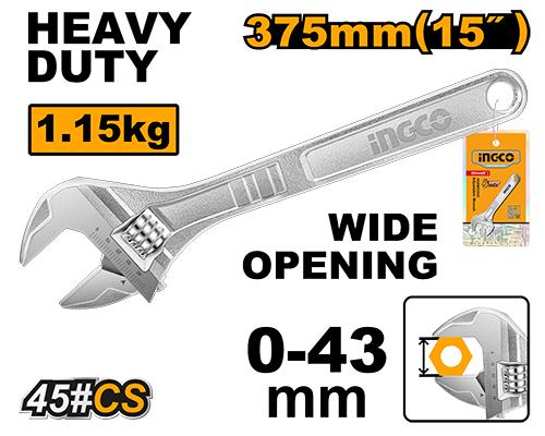 Ingco 375mm Adjustable Wrench | HADW131152 Ingco
